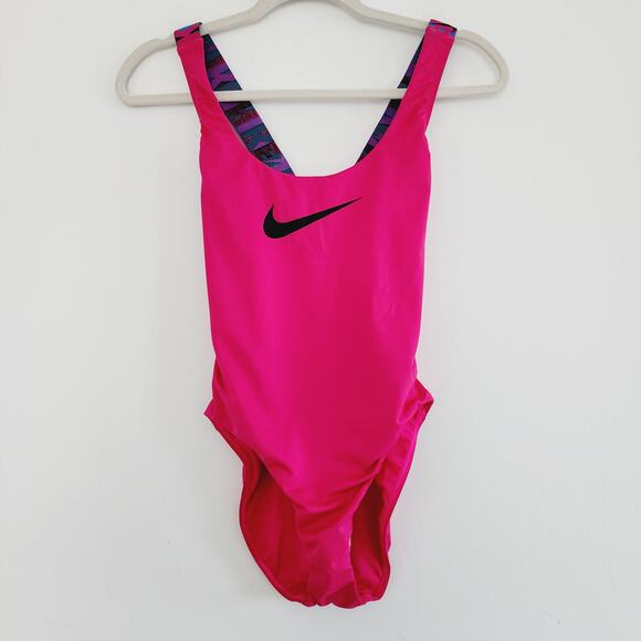 Nike One-Piece Racerback Pink & Black Swimsuit Size Large - Picture 3 of 8